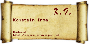 Kopstein Irma névjegykártya